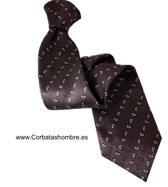 CORBATA MARRÓN CHOCOLATE DE MINI CACHEMIRES. AZUL CELESTE Y AZUL MARINO 