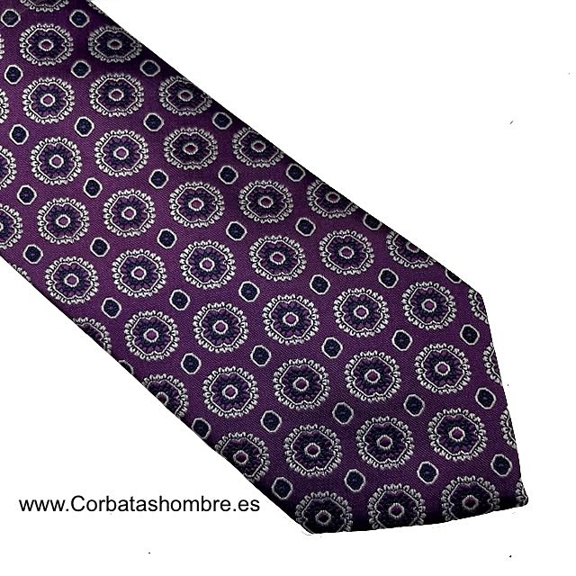 CORBATA MORADA CON DIBUJO GEOMETRICA ITALIANA 