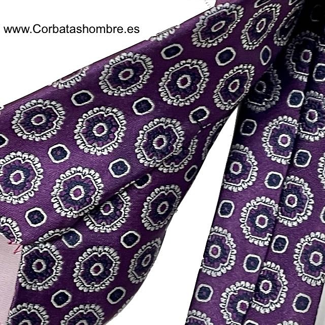 CORBATA MORADA CON DIBUJO GEOMETRICA ITALIANA 