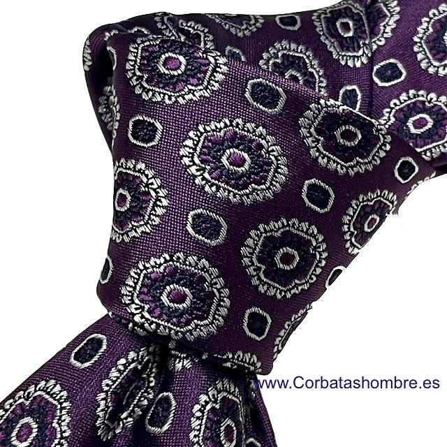 CORBATA MORADA CON DIBUJO GEOMETRICA ITALIANA 