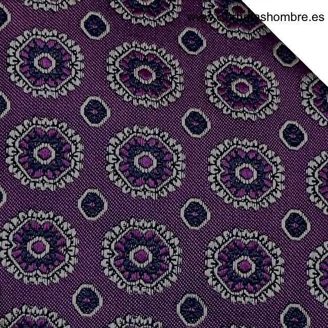 CORBATA MORADA CON DIBUJO GEOMETRICA ITALIANA 