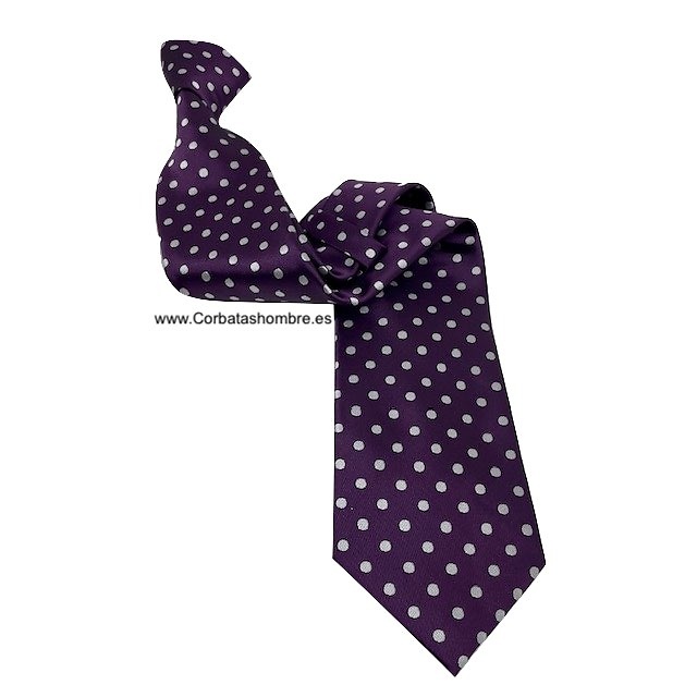 CORBATA MORADA ELEGANTE CON LOS LUNARES EN BLANCO 