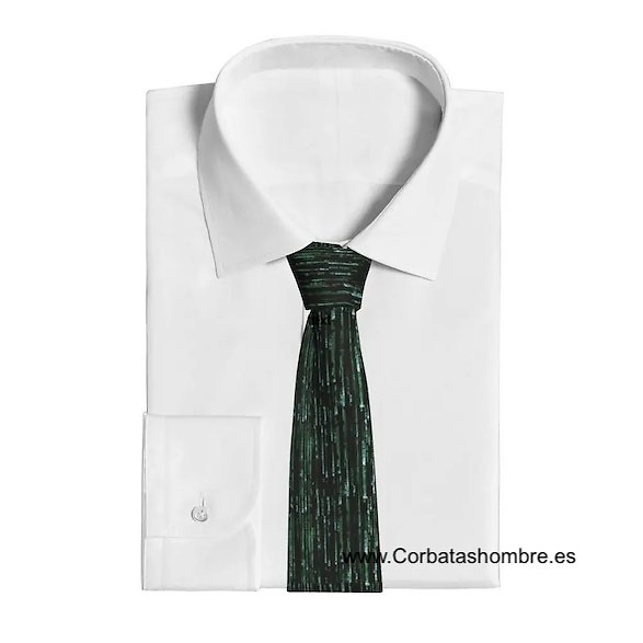 CORBATA MUY ORIGINAL MATRIX TRIBUTE EN NEGRO Y VERDE JASPEADO CON DESTELLOS BLANCOS 