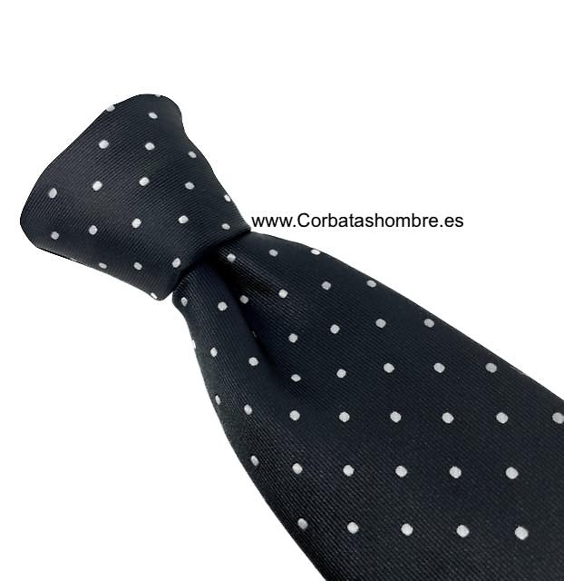 CORBATA NEGRA CON LUNARES BLANCOS PEQUEÑOS 