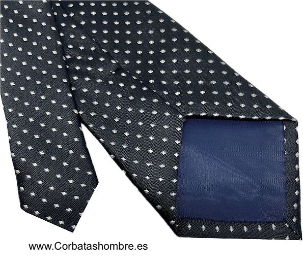CORBATA NEGRA CON MINI TOPOS BLANCOS MUY ELEGANTE PARA NOVIO O CEREMONIA 