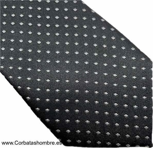 CORBATA NEGRA CON MINI TOPOS BLANCOS MUY ELEGANTE PARA NOVIO O CEREMONIA 