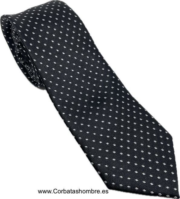 CORBATA NEGRA CON MINI TOPOS BLANCOS MUY ELEGANTE PARA NOVIO O CEREMONIA 
