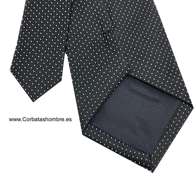 CORBATA NEGRA MUY ELAGANTE DE PEQUEÑISIMOS TOPOS BLANCOS 