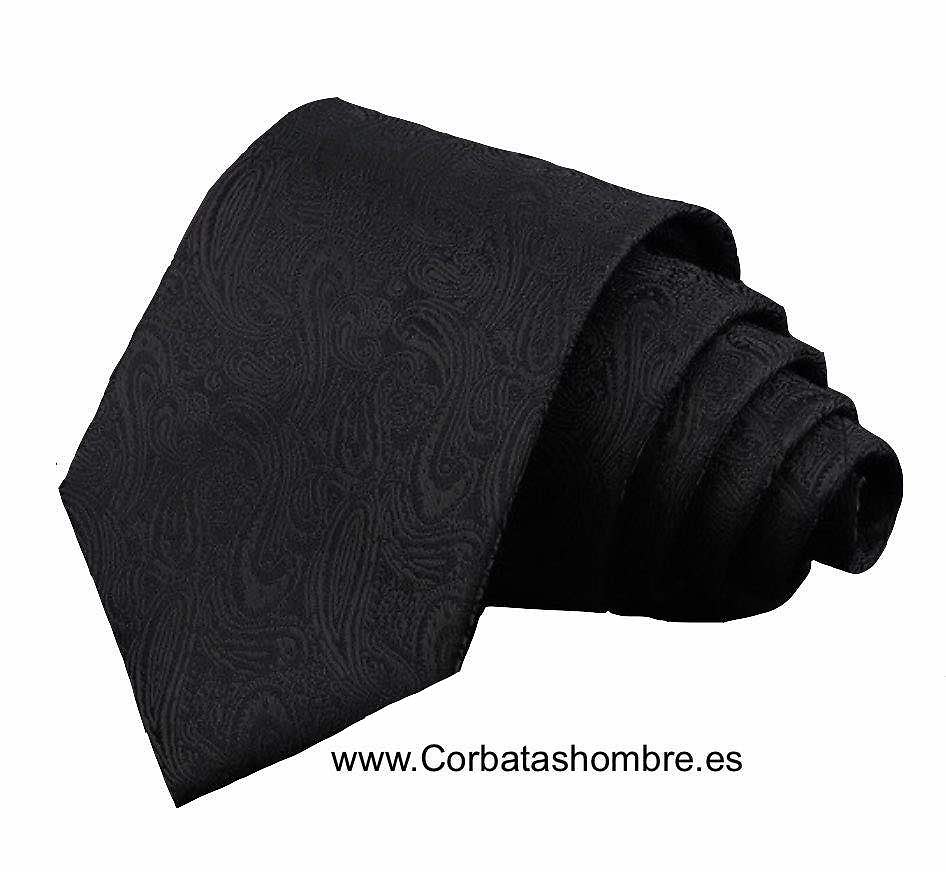 Corbata negra con estampado en cachemir plata