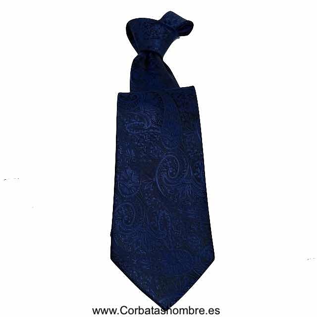 CORBATA PAISLEY PARA CABALLERO EN AZUL SOBRE FONDO NEGRO 