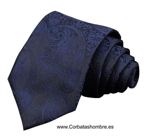 CORBATA PAISLEY PARA CABALLERO EN AZUL SOBRE FONDO NEGRO 