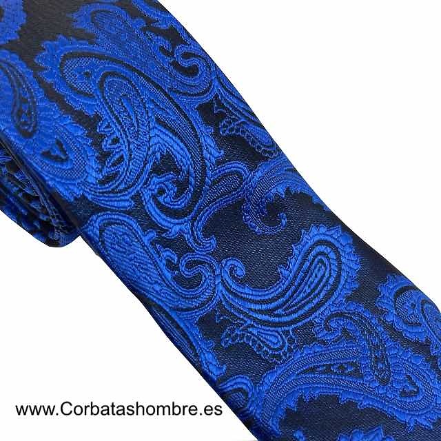 CORBATA PAISLEY PARA CABALLERO EN AZUL SOBRE FONDO NEGRO 