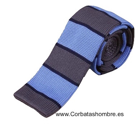 CORBATA PUNTO AZUL Y GRIS A FRANJAS 