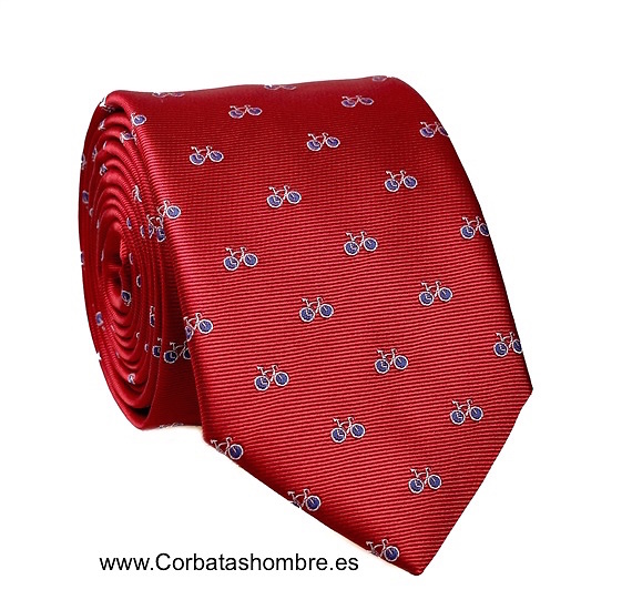 CORBATA ROJA CON BICICLETAS ESTRECHA 