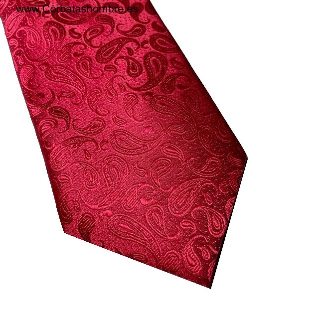 CORBATA ROJA DE CACHEMIR O PASLEY CON TELA JACQUARD MUY BONITA y elegante 