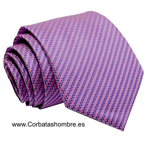 CORBATA ROSA CON FINAS RAYAS LILAS Y MORADAS 