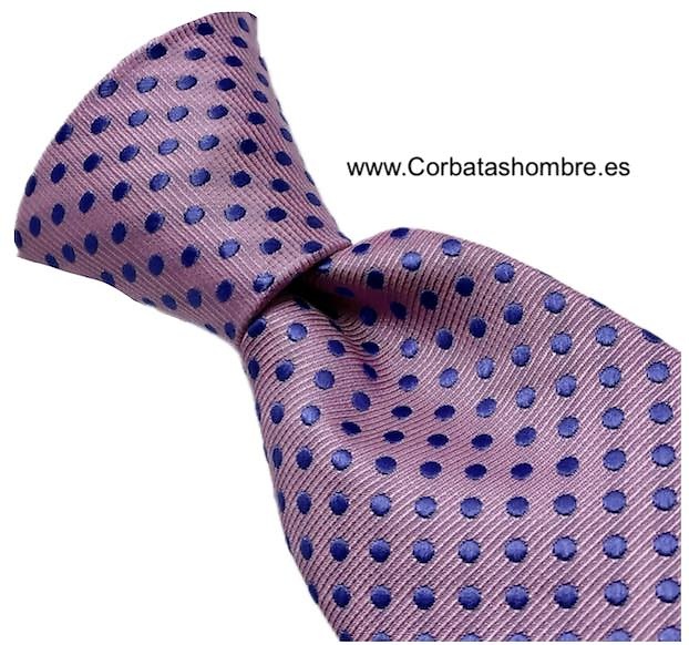 CORBATA ROSA DE LUNARES LILA O MALVA 