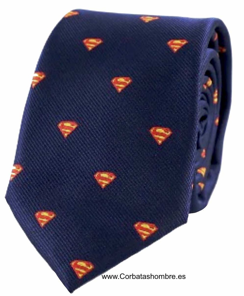 CORBATA SUPERMAN SOBRE AZUL MARINO 