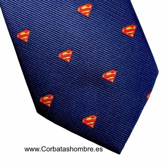 CORBATA SUPERMAN SOBRE AZUL MARINO 