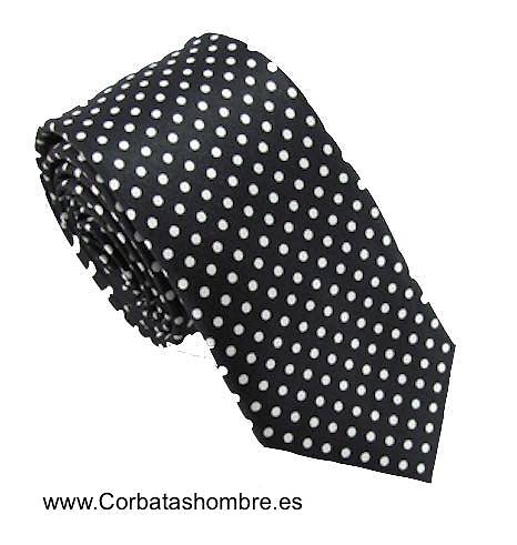 Corbata negra lunares blancos pequeños