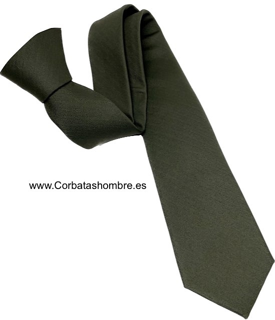 CORBATA VERDE ÓLEO LISA Y ESTRECHA DE MICRO ESPIGA 