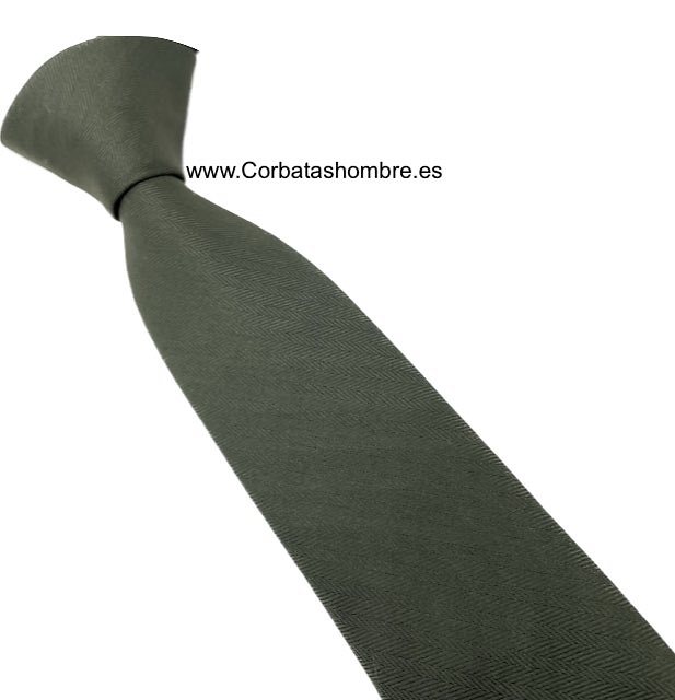 CORBATA VERDE ÓLEO LISA Y ESTRECHA DE MICRO ESPIGA 