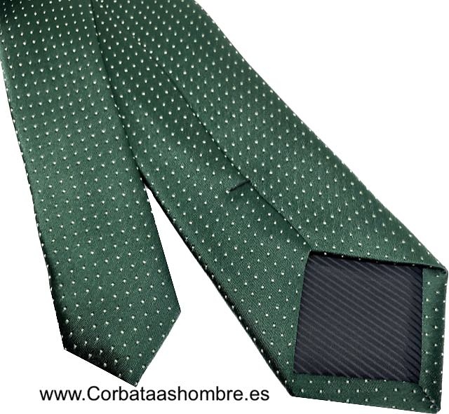 CORBATA VERDE ELEGANCE CON MICRO TOPOS O LUNARES BLANCOS 