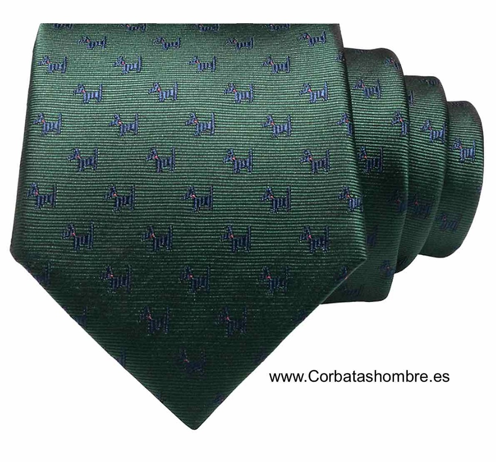 CORBATA VERDE LISA CON PERROS YORKSHIRE 