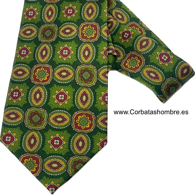 CORBATA VERDE LUXURY CON DIBUJO DE MANDALAS ORIENTALES 