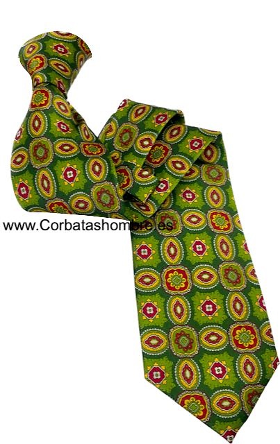 CORBATA VERDE LUXURY CON DIBUJO DE MANDALAS ORIENTALES 