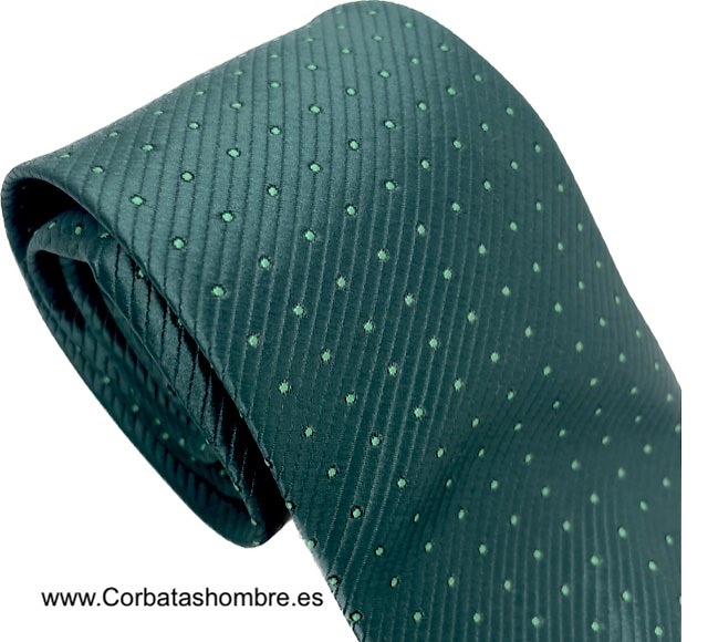 CORBATA VERDE OSCURA CON TOPOS CUADRADOS VERDES MUY PEQUEÑOS 