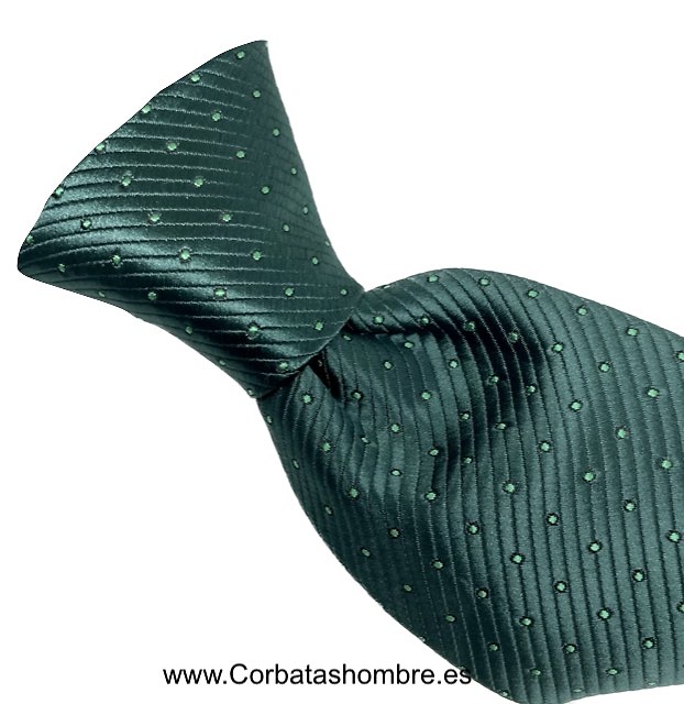 CORBATA VERDE OSCURA CON TOPOS CUADRADOS VERDES MUY PEQUEÑOS 