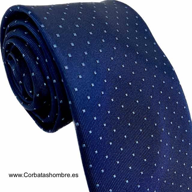 ELEGANTE CORBATA AZUL MARINO DE TOPOS O PUNTOS AZUL CLARO 