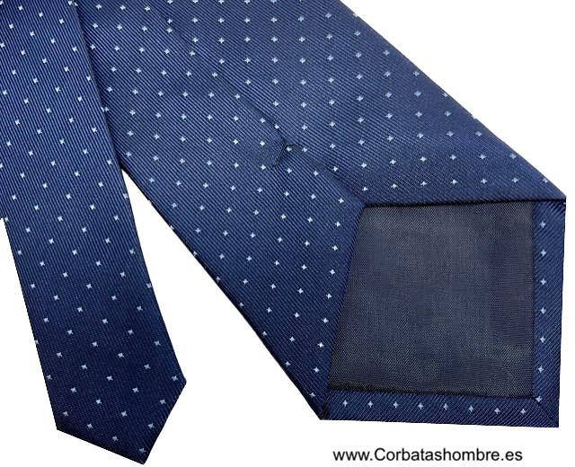 ELEGANTE CORBATA AZUL MARINO DE TOPOS O PUNTOS AZUL CLARO 