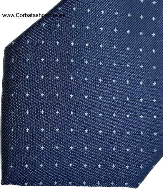 ELEGANTE CORBATA AZUL MARINO DE TOPOS O PUNTOS AZUL CLARO 