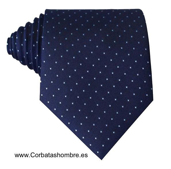 ELEGANTE CORBATA AZUL MARINO DE TOPOS O PUNTOS AZUL CLARO 