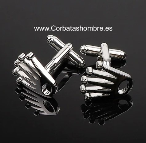 GEMELOS DE CORONA DE CINCO PUNTAS PARA PUÑOS DE CAMISA 