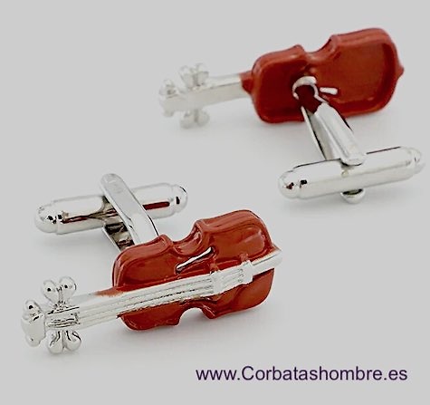 GEMELOS DE VIOLINES DE MADERA PARA CAMISA 