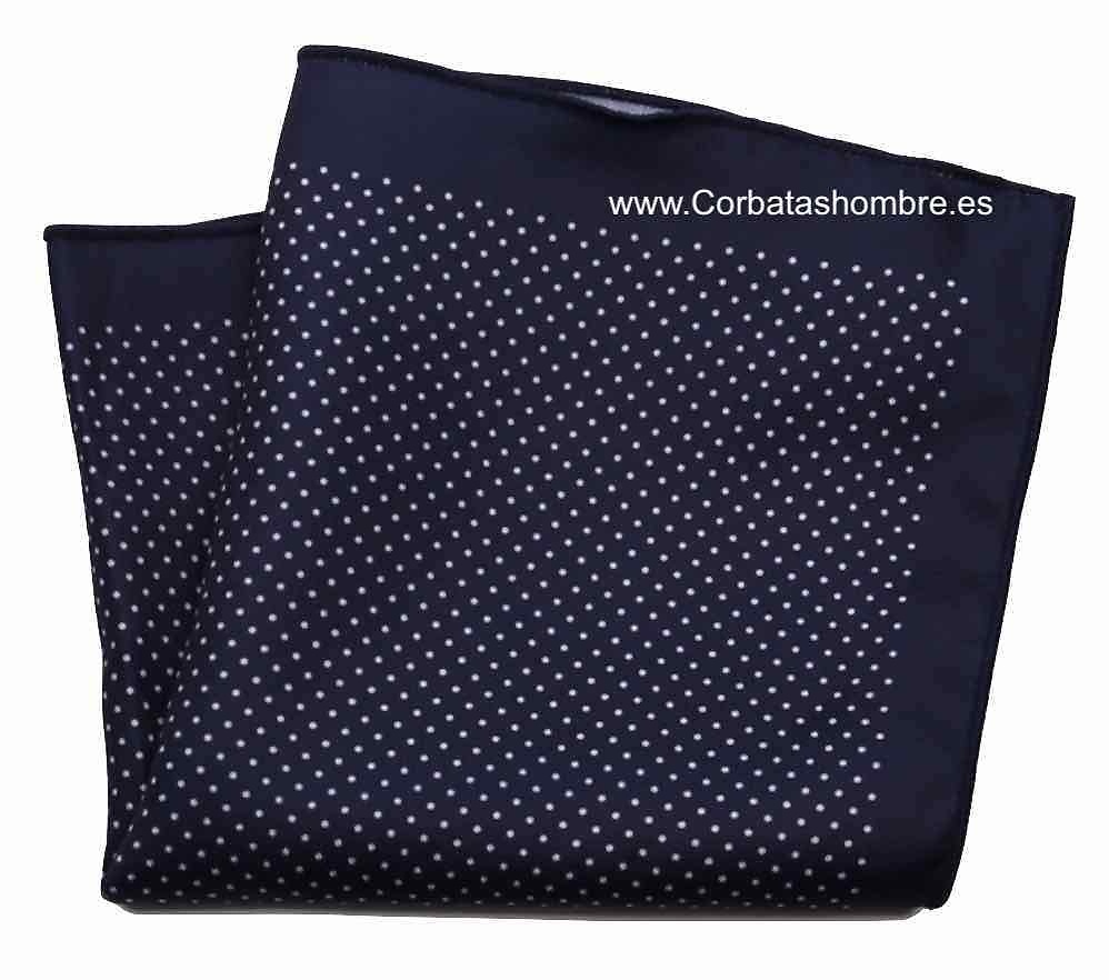 PAÑUELO AZUL MARINO CON 1000 LUNARES PEQUEÑOS BLANCOS ELEGANTÍSIMO 