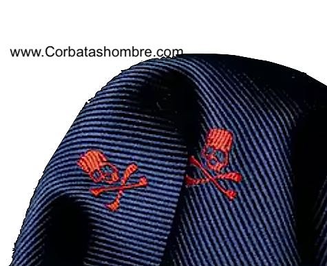 PAÑUELO BOLSILLO CHAQUETA AZUL MARINO CON CALAVERAS ROJAS 