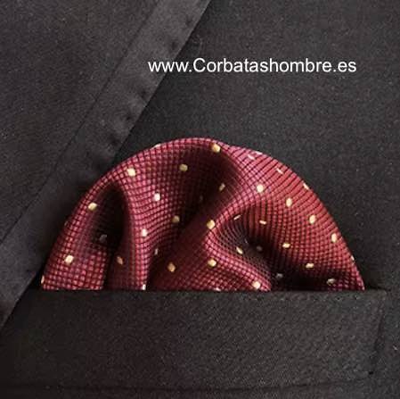 PAÑUELO BURDEOS CON LUNARESDORADOS PEQUEÑOS PARA BOLSILLO DE CHAQUETA 
