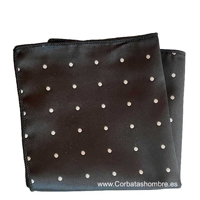 PAÑUELO CON LUNARES BLANCOS MEDIANOS SOBRE NEGRO PARA TRAJE 