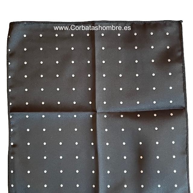 PAÑUELO CON LUNARES BLANCOS MEDIANOS SOBRE NEGRO PARA TRAJE 