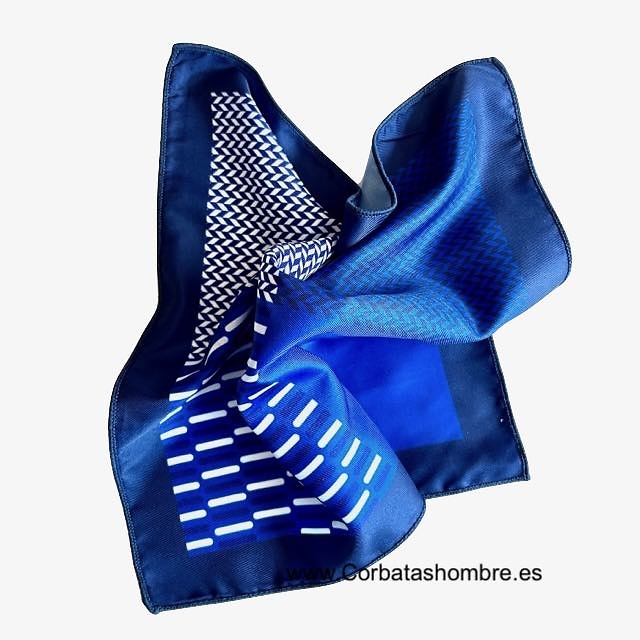 PAÑUELO DE CUATRO DIBUJOS EN AZULES DISTINTOS PARA BOLSILLO CHAQUETA 