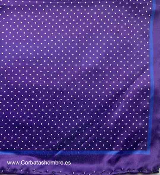 PAÑUELO LILA BOLSILLO TRAJE 4 ESTAMPADOS LISO LUNARES CACHEMIR Y ROSETONES 