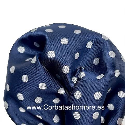 PAÑUELO LUNARES BLANCOS con FONDO AZUL MARINO PARA EL BOLSILLO DE LA CHAQUETA 