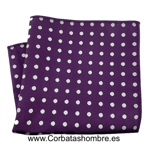 PAÑUELO MORADO CON LUNARES BLANCOS DE BOLSILLO DE CHAQUETA 