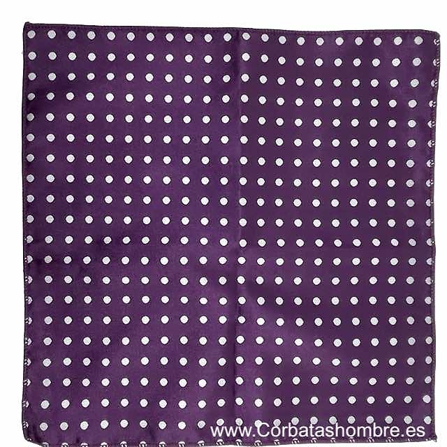 PAÑUELO MORADO CON LUNARES BLANCOS DE BOLSILLO DE CHAQUETA 