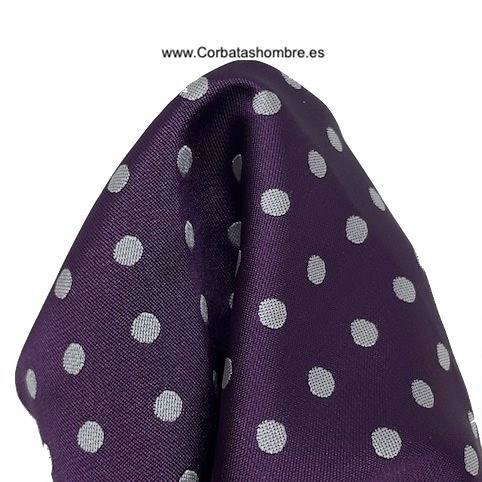 PAÑUELO MORADO CON LUNARES BLANCOS DE BOLSILLO DE CHAQUETA 