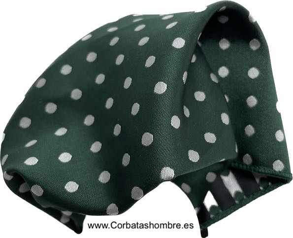 PAÑUELO VERDE OSCURO CON LUNARES BLANCOS DE BOLSILLO DE CHAQUETA 